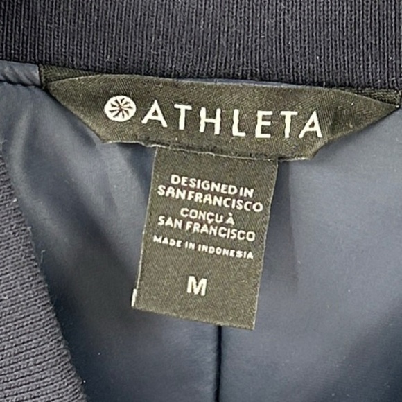 Athleta x Simone Biles Navy Blue Full Zip Sateen Bomber Jacket Size Medium - Picture 8 of 14